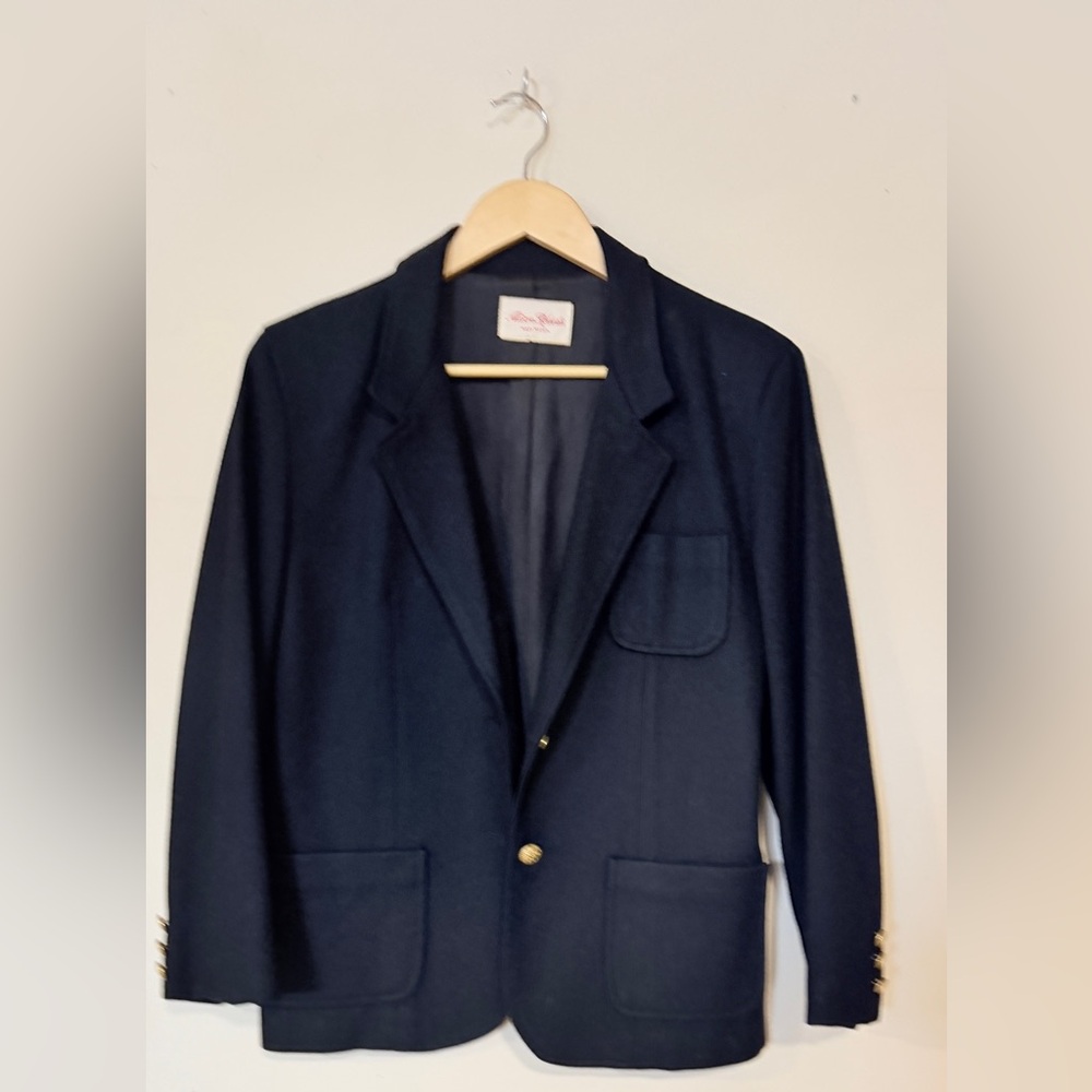 Vintage Alison Roberts Black Wool Blazer • Gold Buttons  • Made in USA